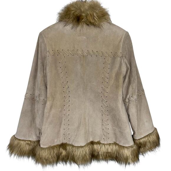 Vintage Newport News Tan Suede Leather Penny Lane Style Coat Size Medium - Picture 7 of 15